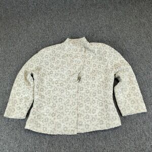 Doncaster Signature Womens Jacket 8 Cotton Linen Floral Jacquard Neutral Blazer